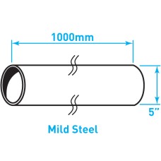 Exhaust Steel Tube Straight , Mild Steel - 5" x 1m